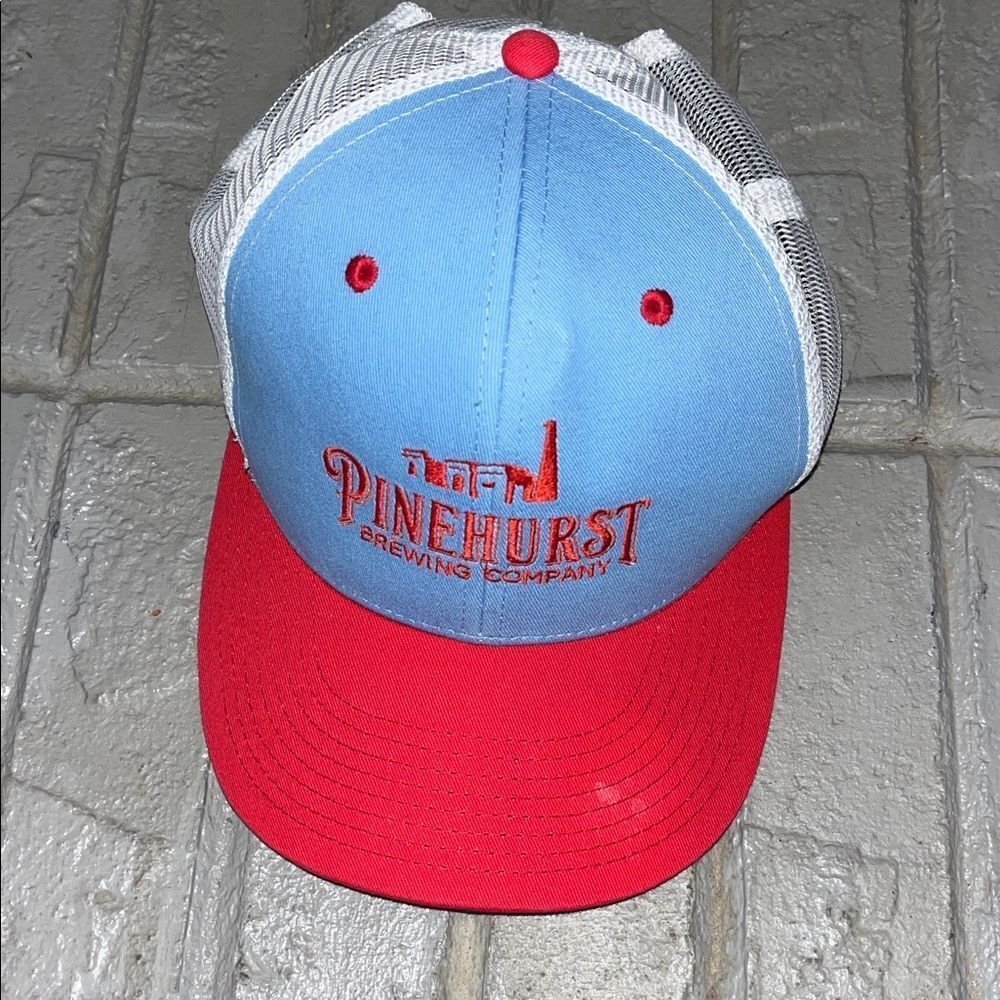 Pinehurst Brewing Hat Cap Carolina Blue & Red Mesh Snapback Golf Heaven w/mark